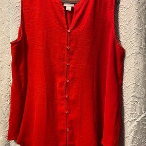 Liz Claiborne Vibrant Red Sleeveless Button-Front Blouse
